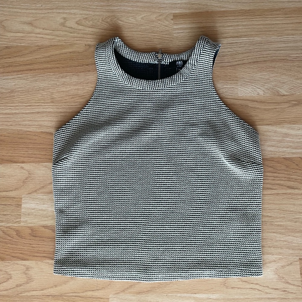 ABS Allen Schwartz Black and White Textured Crop Top